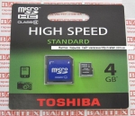 Карта памяти MicroSd 4gb class 4 Toshiba